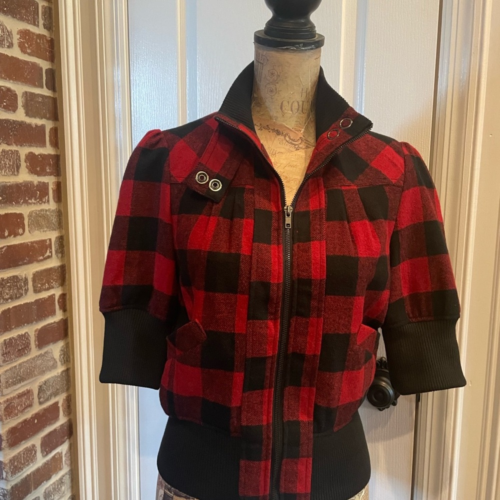 F21 Red and Black Plaid Women's Jacket